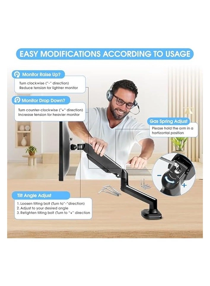 Monitor Mount Arm - Single 20 to 32 inches 75x75mm and 100x100mm