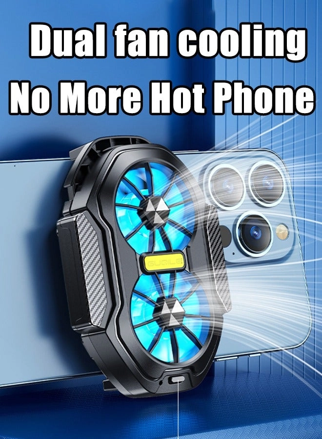 Phone Cooler - Dual Fan LED USB Rechargeable