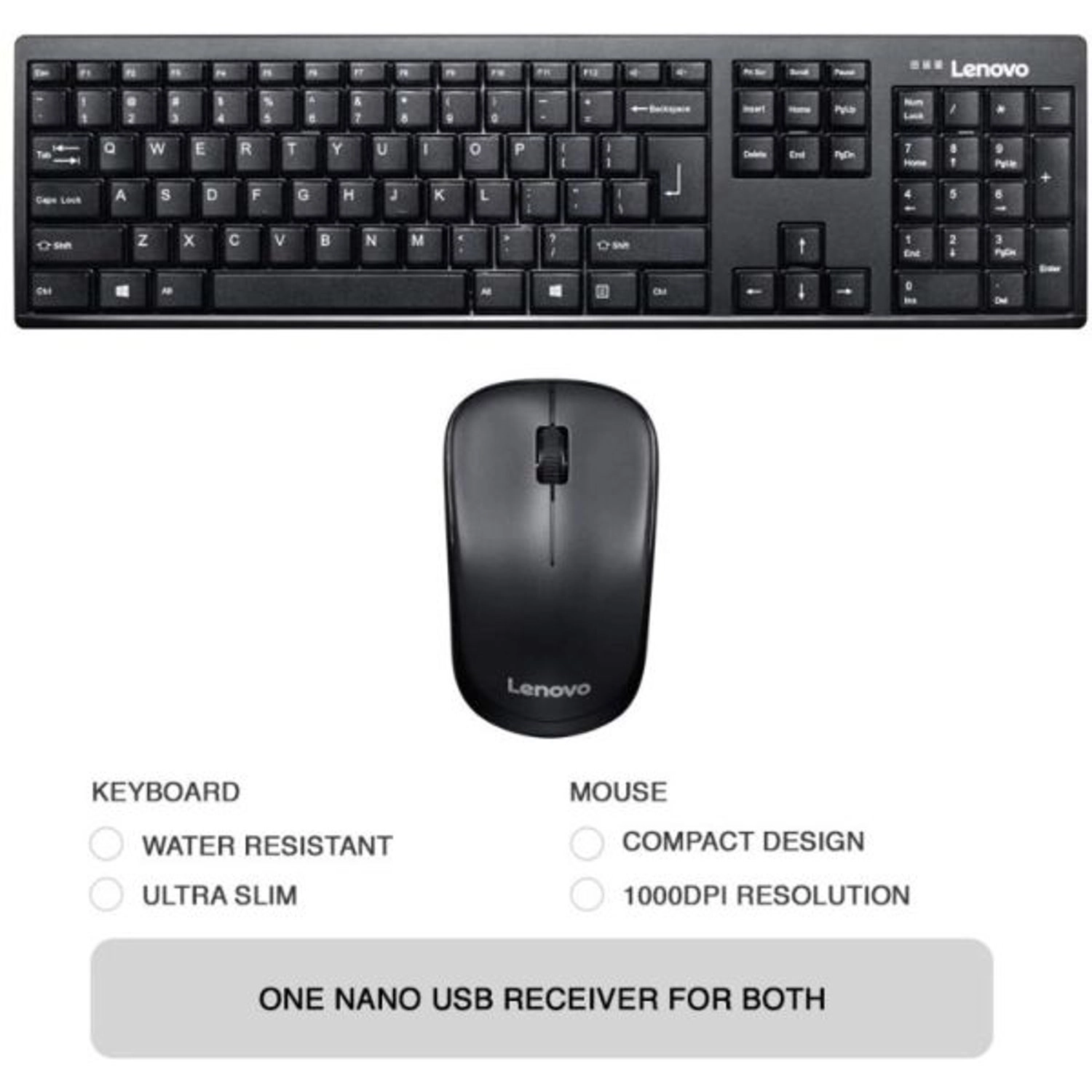 100 Wireless Combo - Wireless via USB receiver 1000 dots per inch