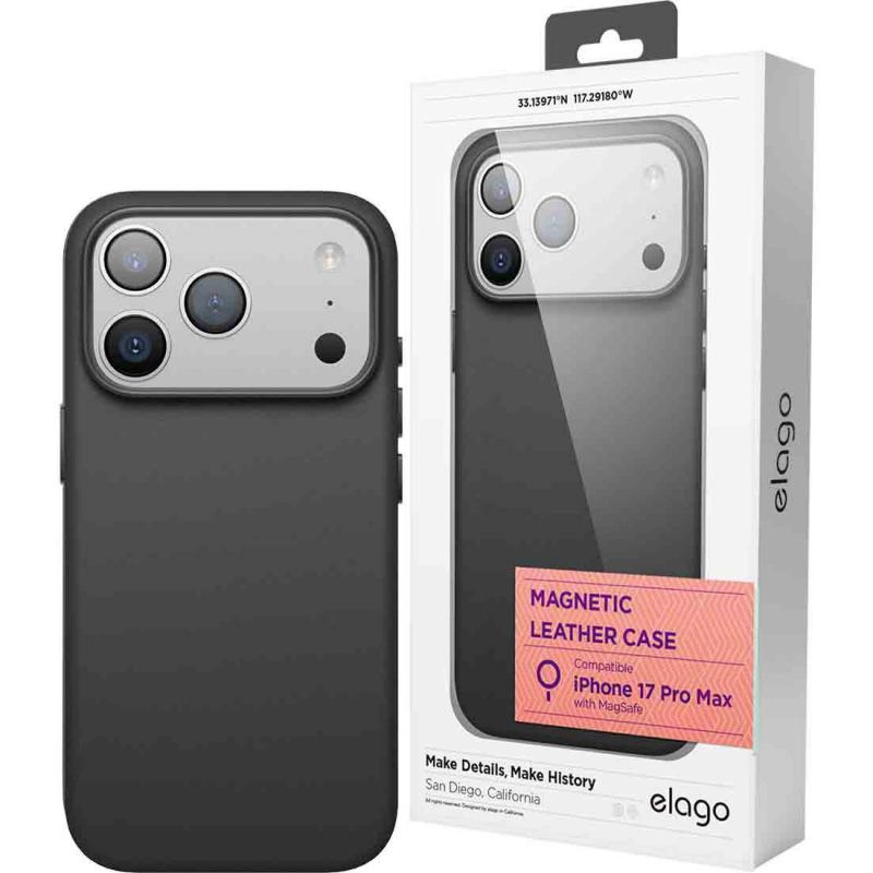 elago Magnetic Leather Back Cover with MagSafe for iPhone 17 Pro