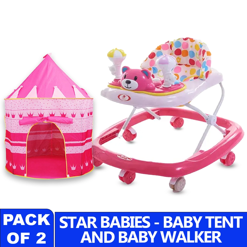 Baby Walker - Coffee + Head Protection Pillow - Blue