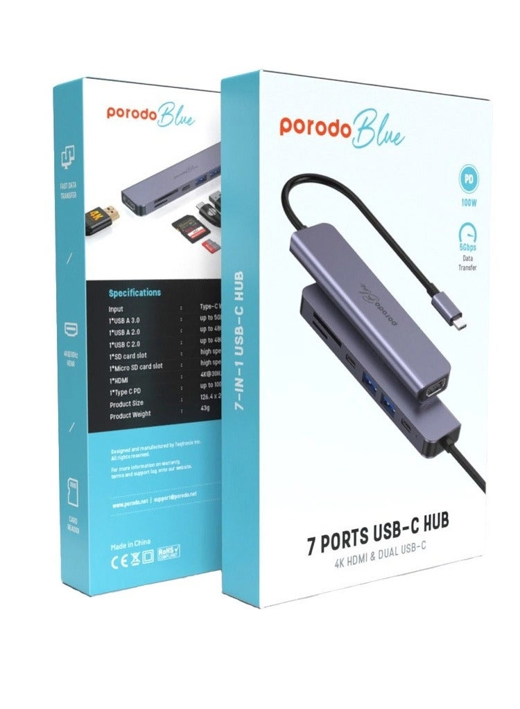 7-in-1 USB-C Hub - 4K@30Hz 100W PD