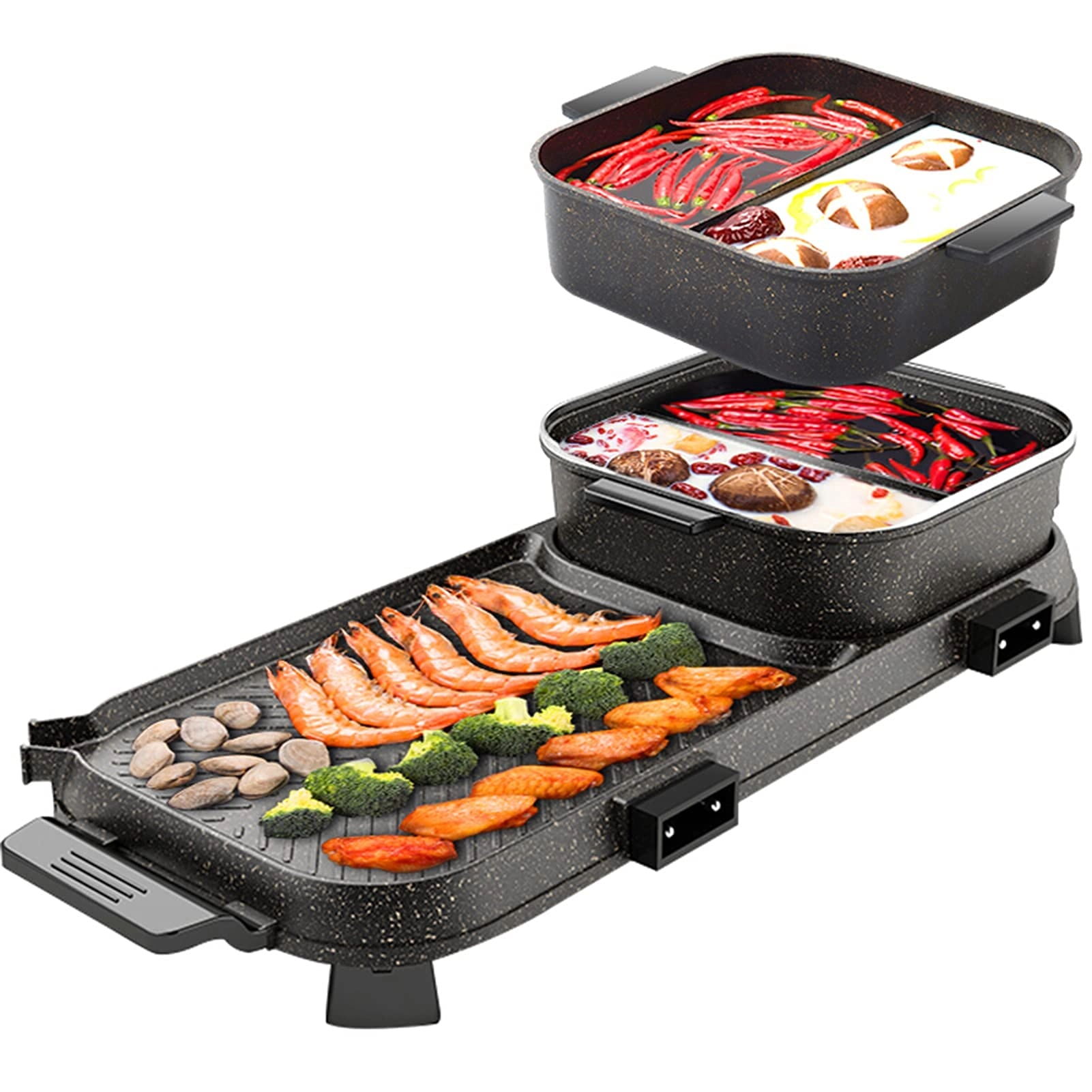 2-tier electric grill pan - 1200 W 5-7 peoples