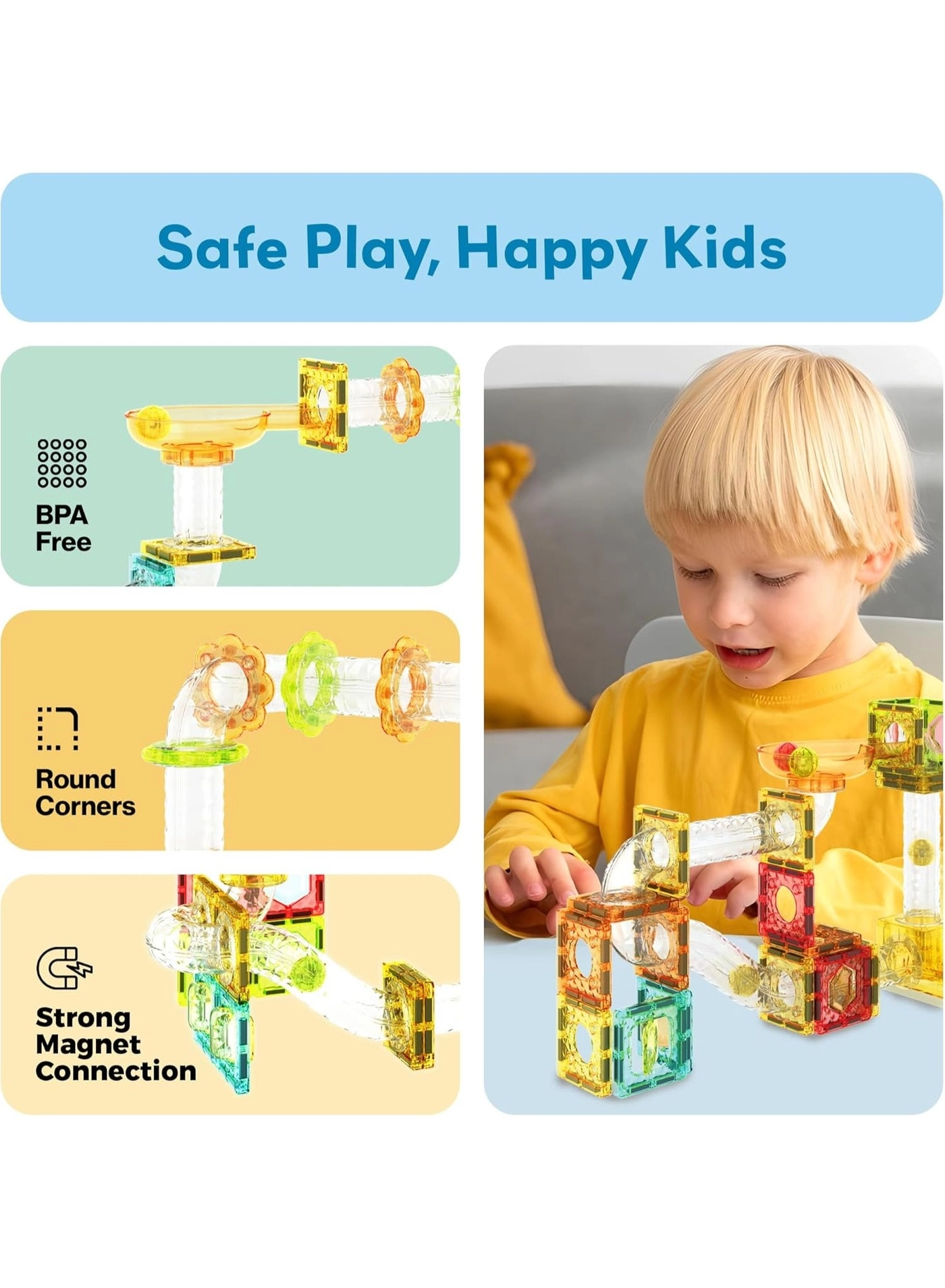 Magnetic Marble Run with Launcher - 80 pcs