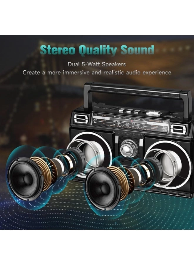 FM Radio - Bluetooth Solar USB-C Rechargeable USB TF Card