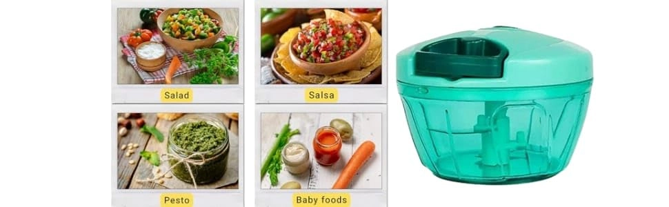 Vegetable Chopper - 500ml 3 Stainless Steel Blades