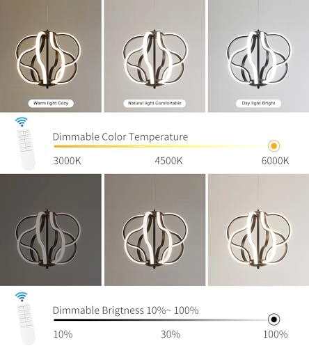 LED Chandelier - 3 Color Temperature Options Dimmable