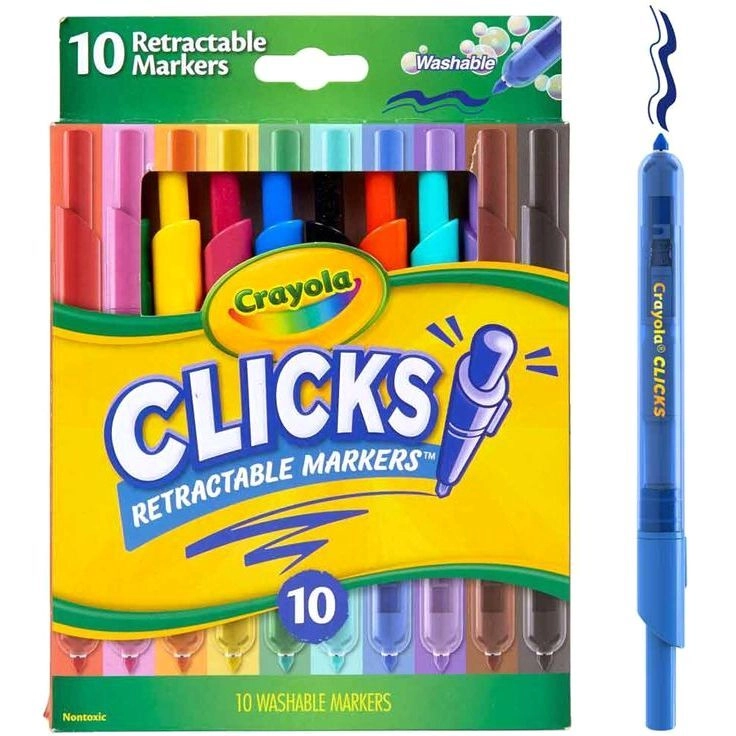 Clicks Retractable Markers - 10 different shades conical tips