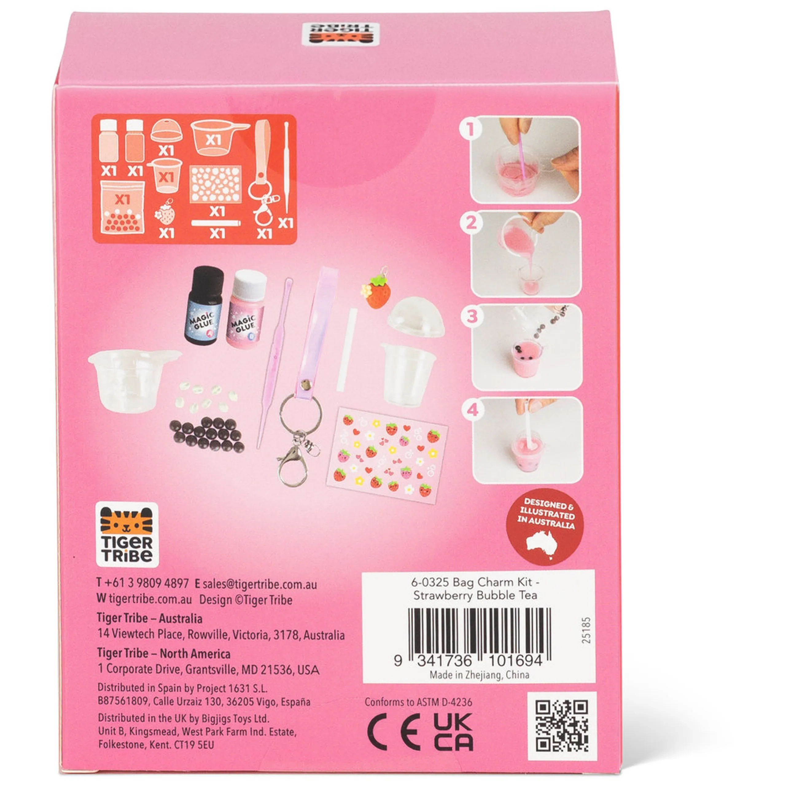 Bag Charm Kit - Strawberry Bubble Tea
