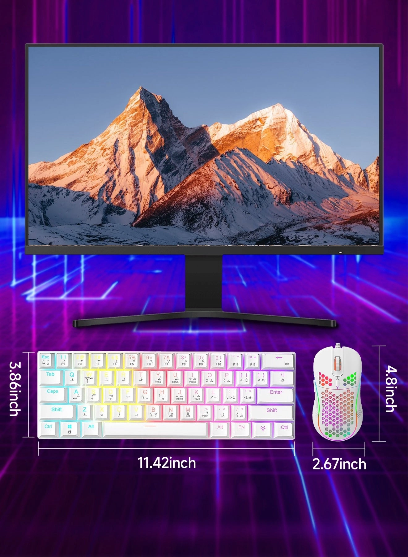 60% Gaming Keyboard + Honeycomb Optical Mouse