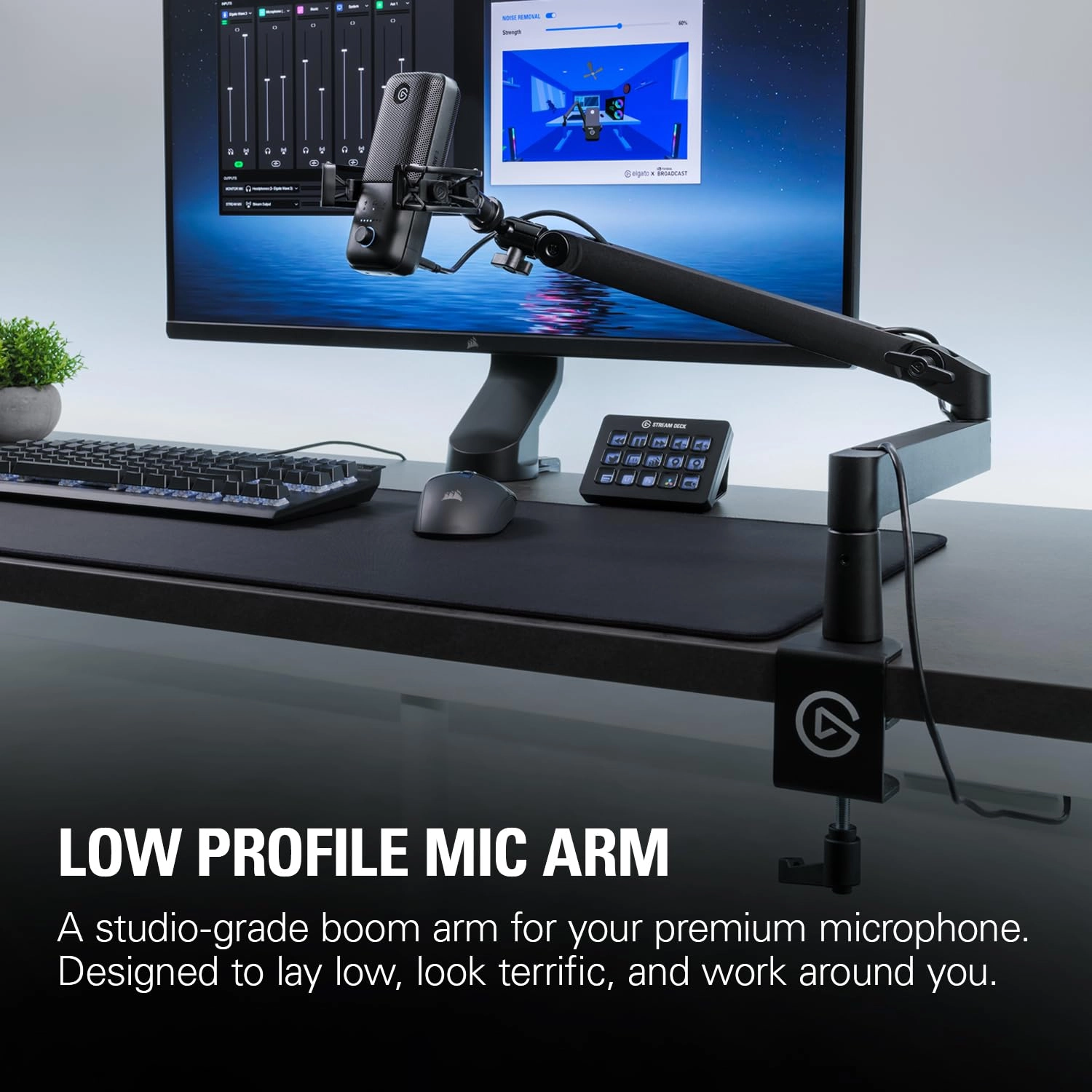 Wave Mic Arm - Low Profile Cable Channels