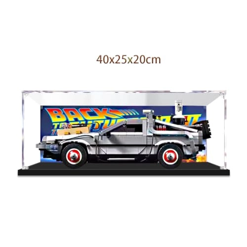 Acrylic Display case for Lego Back to The Future Time Machine 10300 - 40 x 25 x 20 cm Background Spray Painting Model-b
