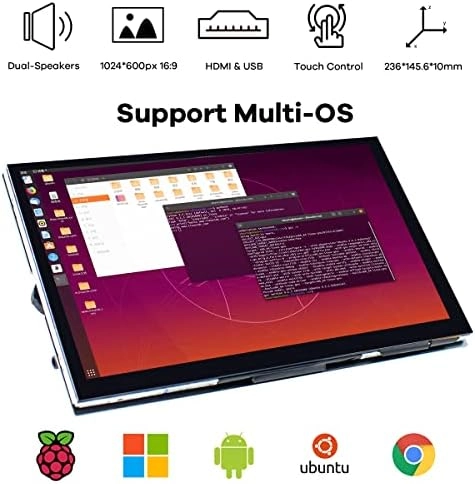 IPS LCD Capacitive Touch Screen HDMI Display Portable Monitor - 1024 x 600 10.1 inch