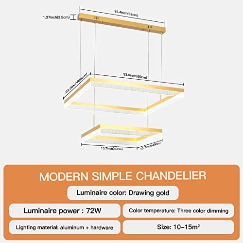 2 Square Chandelier - 3000K-6000K Dimmable