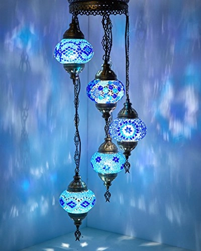 5-Globe Mosaic Ceiling Chandelier