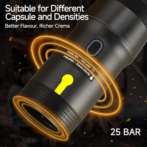 Portable Espresso Maker - 25Bar 7Min Self-Heating NS/DG Compatible