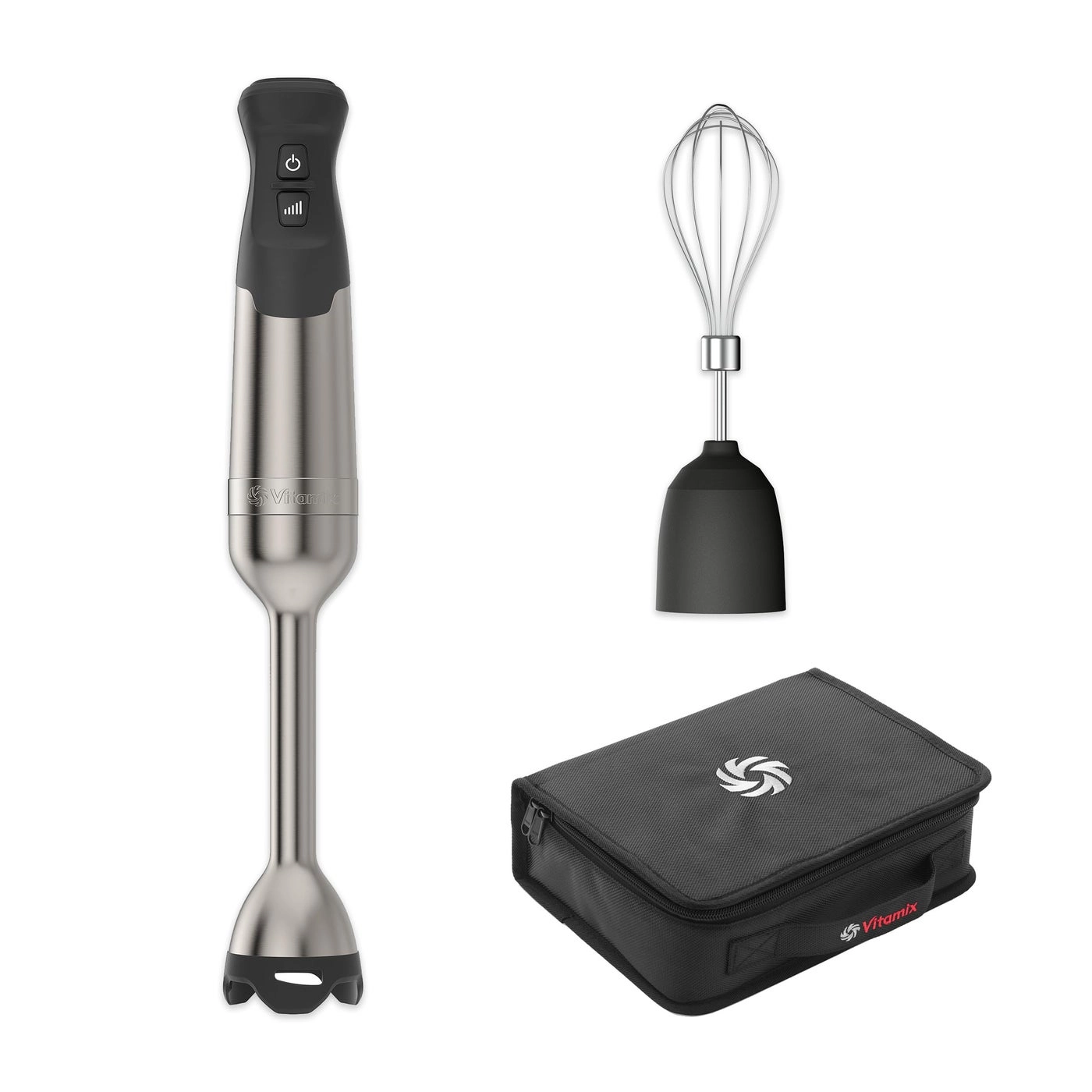 Immersion Blender 3 piece set - Whisk Attachment Storage Case 5 Speeds