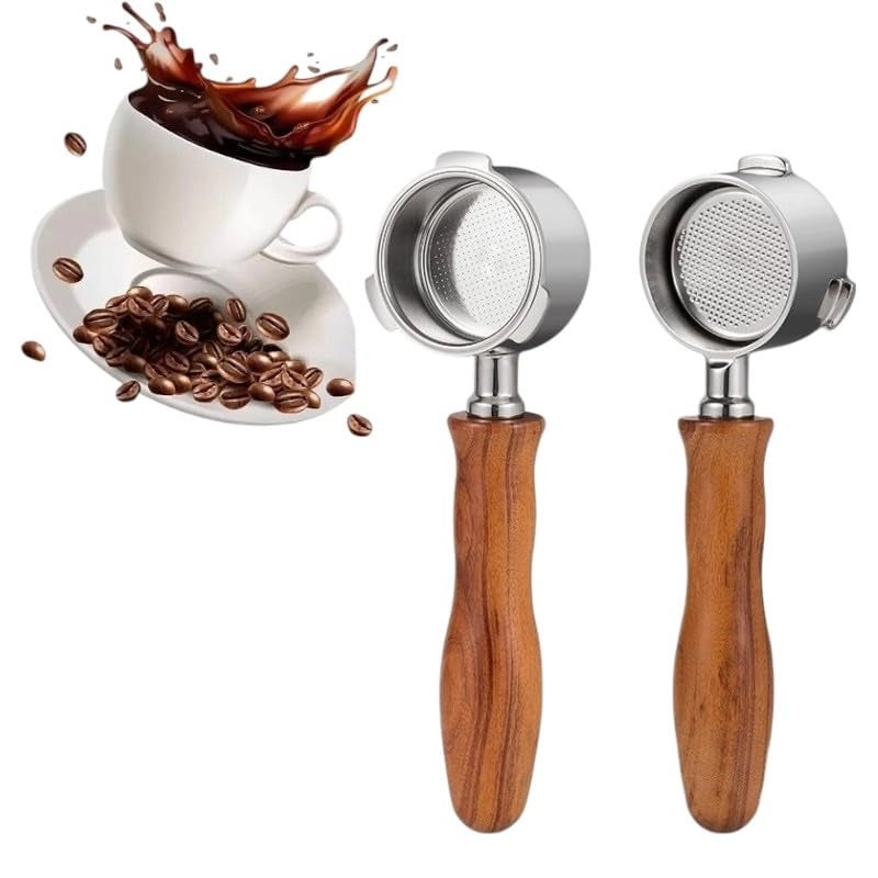 Portafilter - 16-18g Bottomless Stainless Steel Wooden Handle