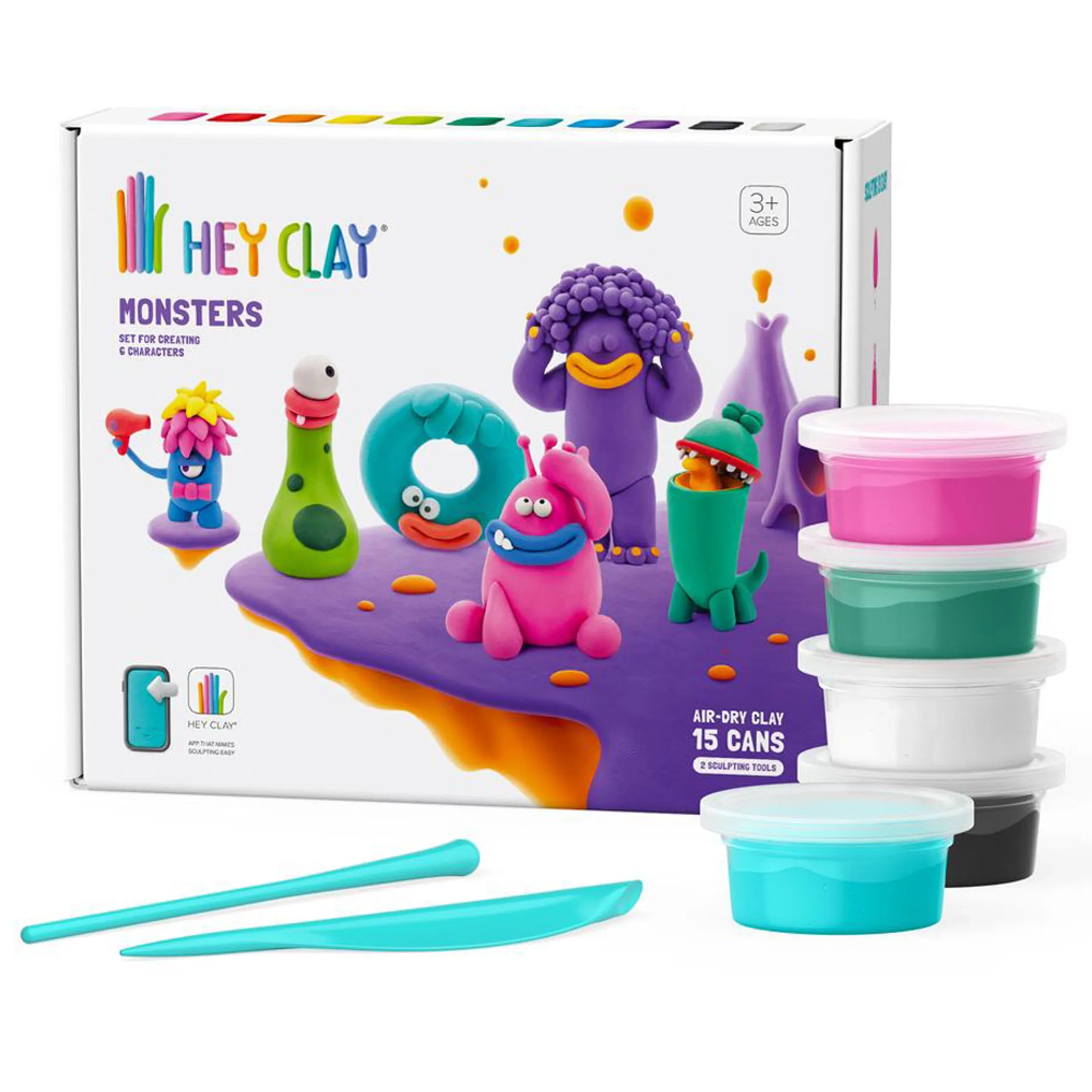 Monsters Modelling Air Dry Clay Kit - 650g 15pcs.