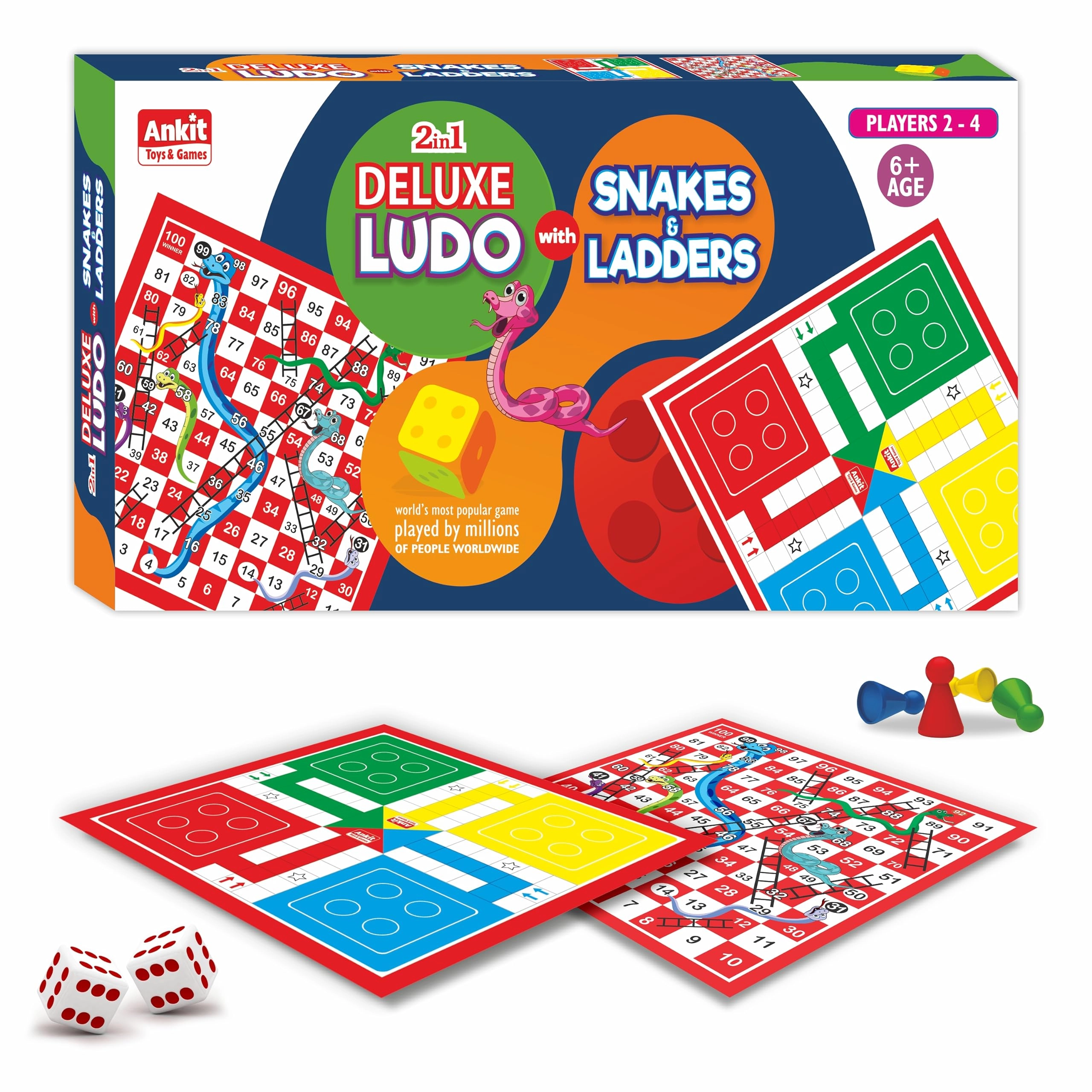 Ankit Toys & Games Ludo + Snake & Ladders Deluxe