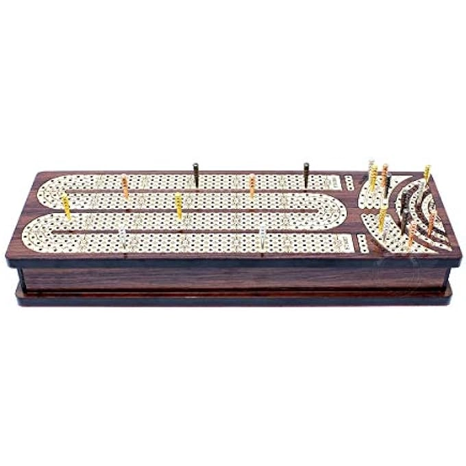Continuous Cribbage Board - 4 Track Inlaid in Wenge Wood/Maple