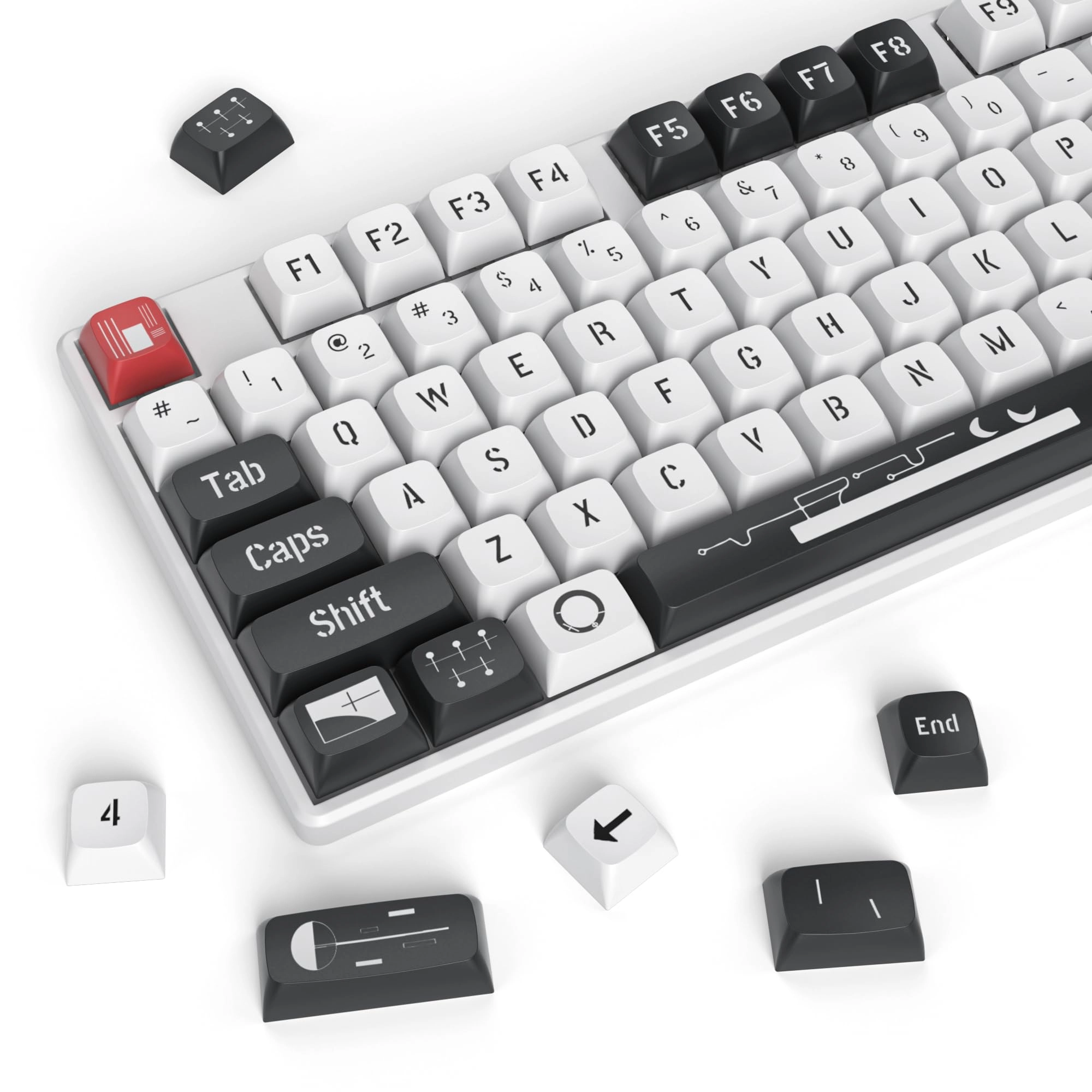PBT Keycaps XDA Profile - 133 Keycaps Black-White