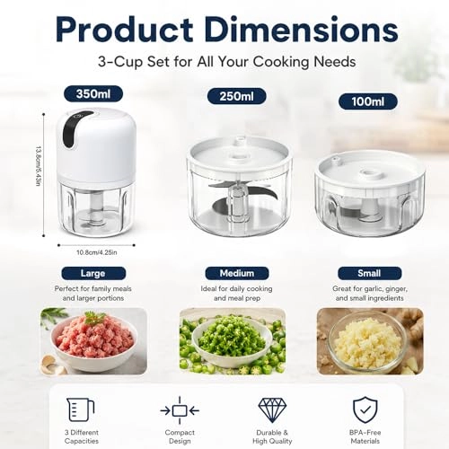 Electric Onion Chopper - 100ml 200ml 350ml 1200 mAh battery USB charging
