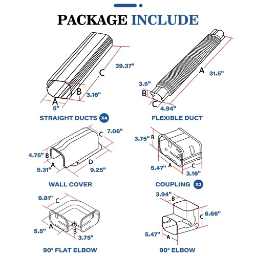 Line Set Cover Kit - fits for most mini split or central AC system ranging from 7000 BTU to 24000 BTU