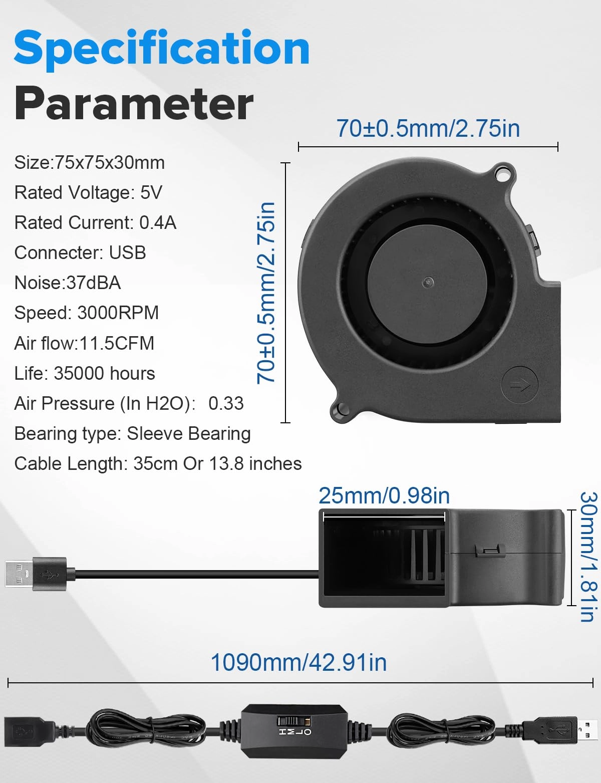 DC Centrifugal Fan - 75mm