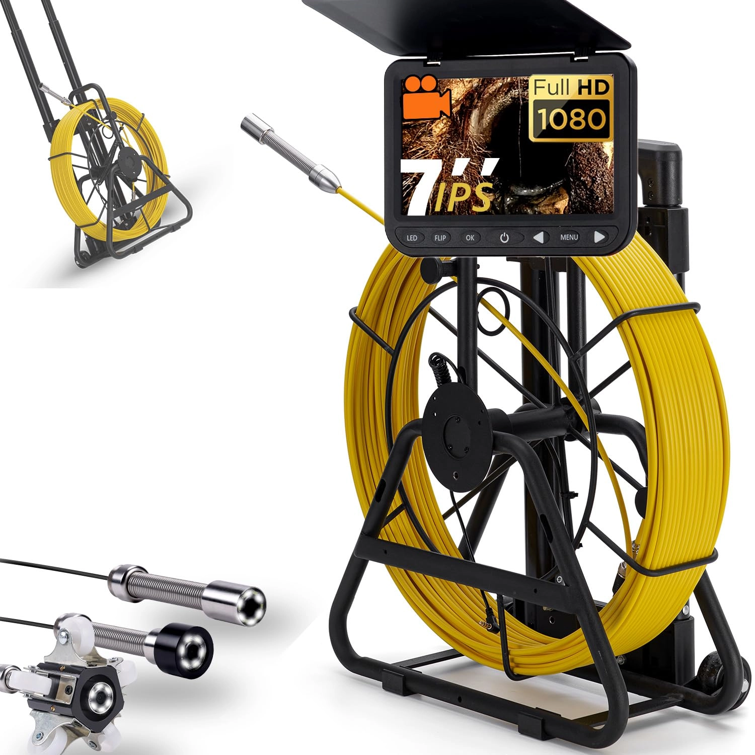 fishpro Trolley Sewer Camera - HD 1080P 7" IPS Screen 32GB DVR