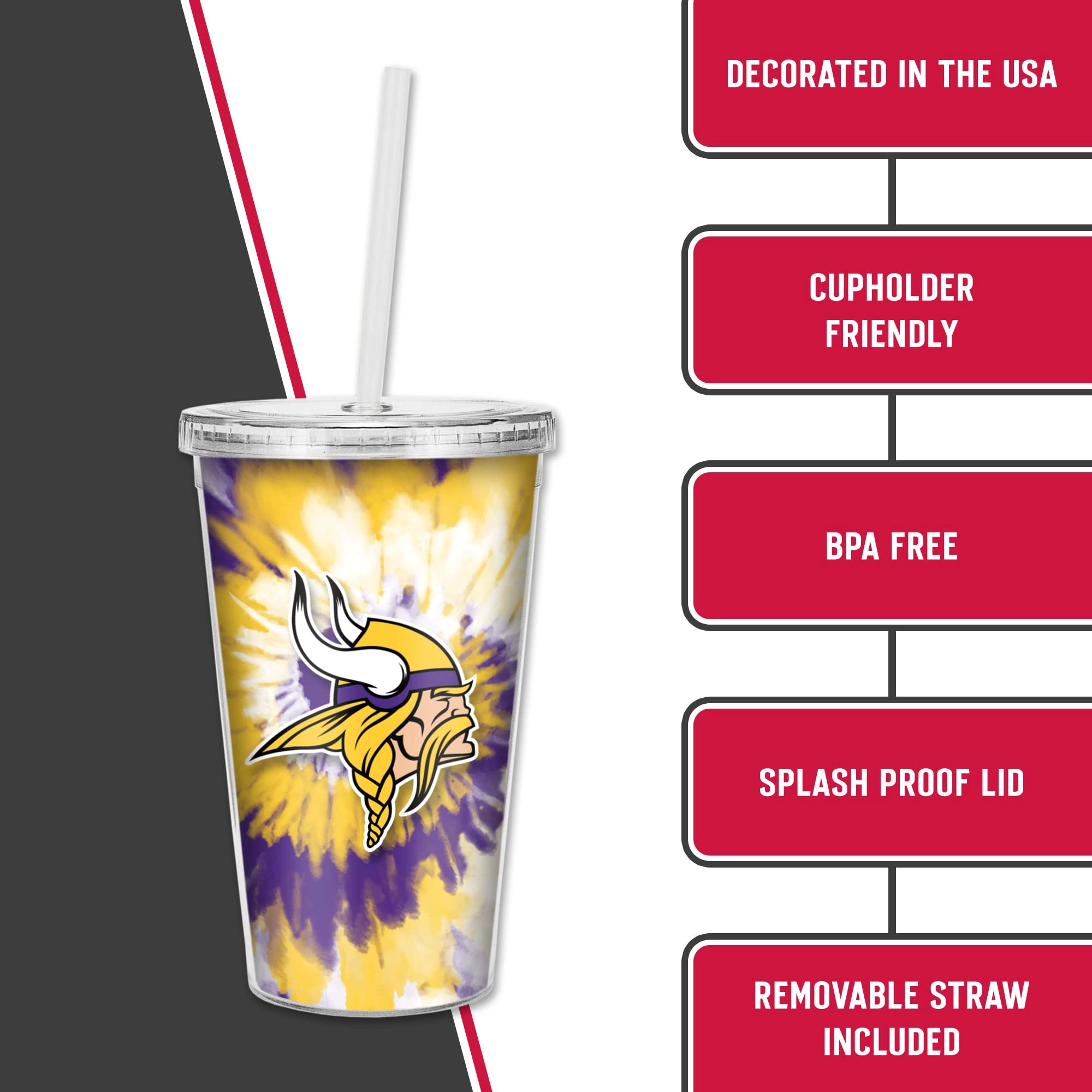NFL Football Metallic Tie Dye Tumbler - 473ml