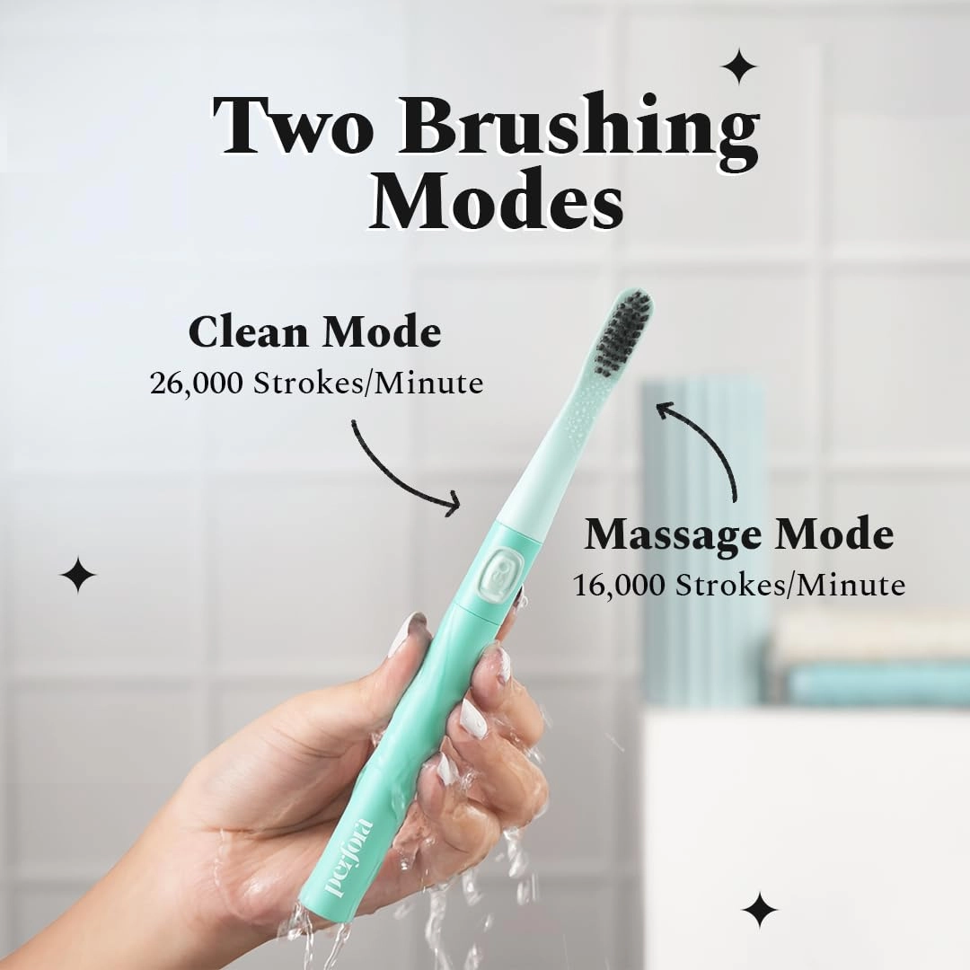 Electric Toothbrush - 2 Modes AAA Powered 2 Brush Heads