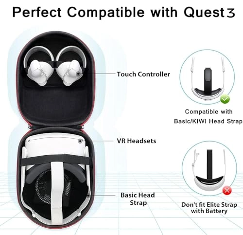 Silicone Hard Carrying Case - Compatible with Meta/Oculus Quest3/3s/2 Lightweight Portable Protection
