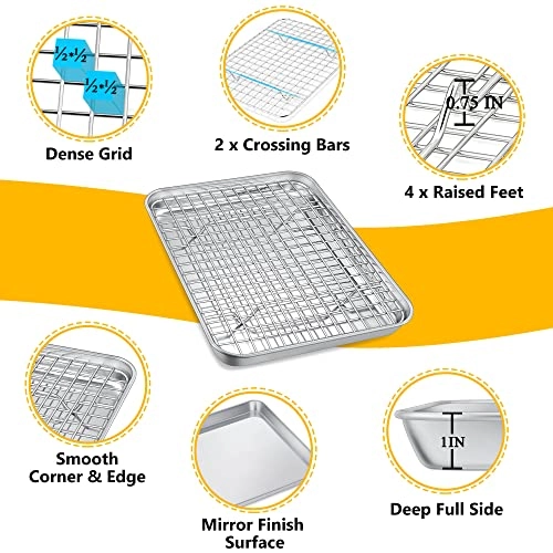 Toaster Oven Pan with Rack Set