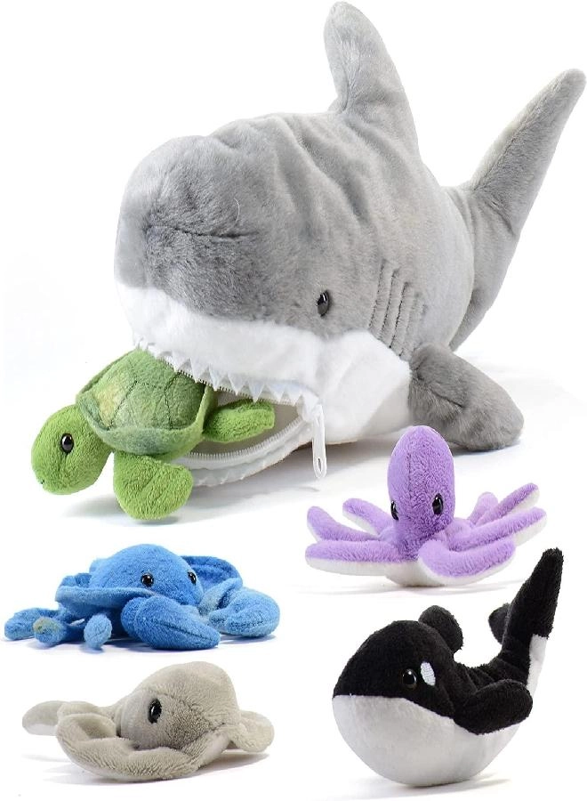 Prextex Shark Plush Toy - 15" 5 Sea Friends