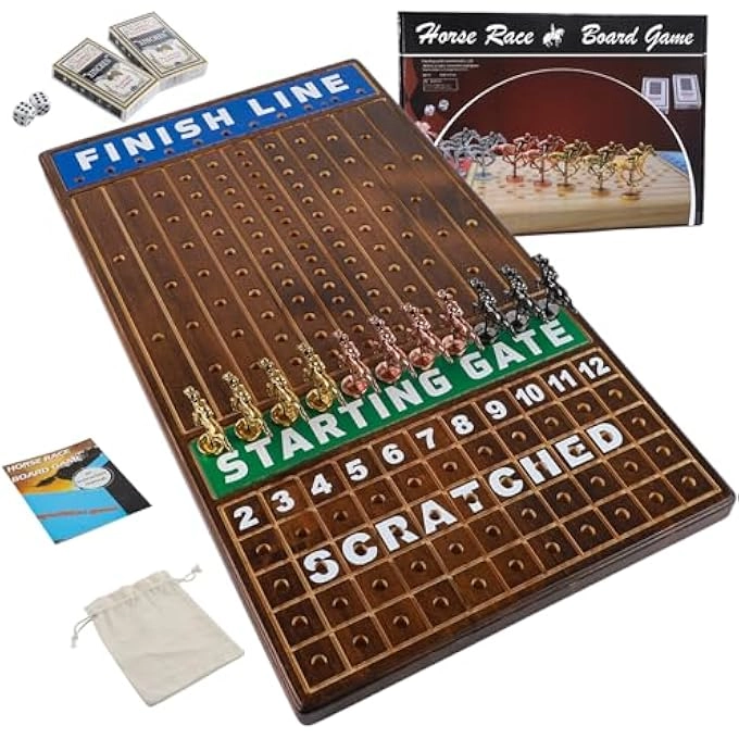 Horse Race Board Game - 11 Horses 4 Dice Solid Wood
