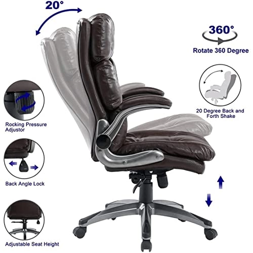 Desk Chair - PU Leather Brown High Back