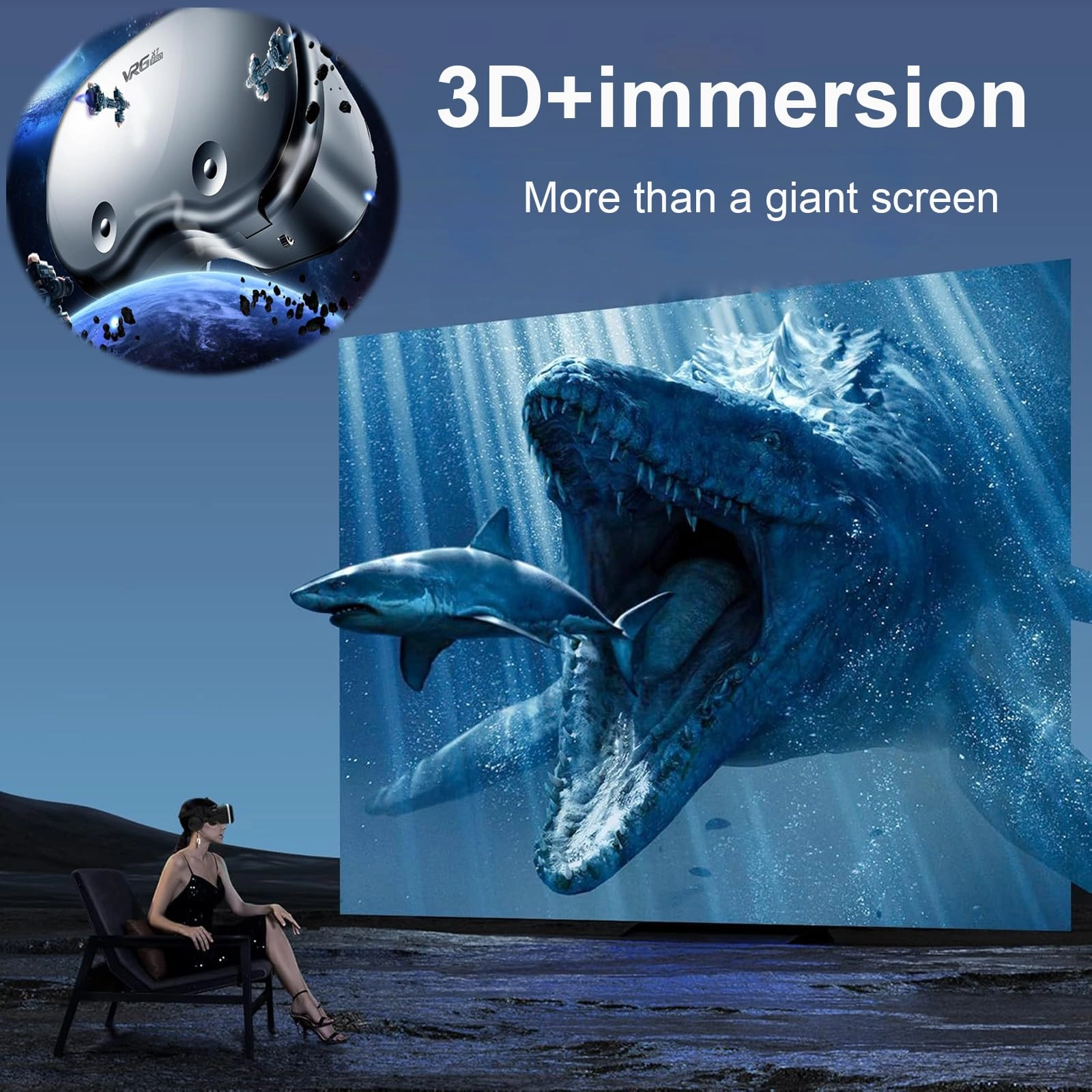 3D VR Headset - 5.0-7.0 inch Adjustable Controller