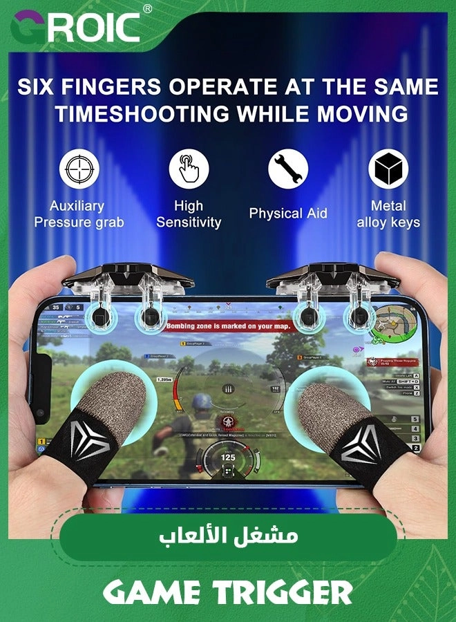 Mobile Game Trigger - Conductive Clip + Silver Fiber Thumb Gloves