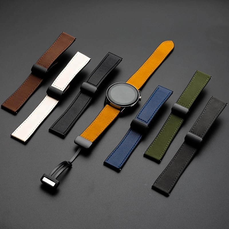 20mm Soft Genuine Leather Hybrid Watch Band for Samsung Galaxy Watch - 40mm/44mm