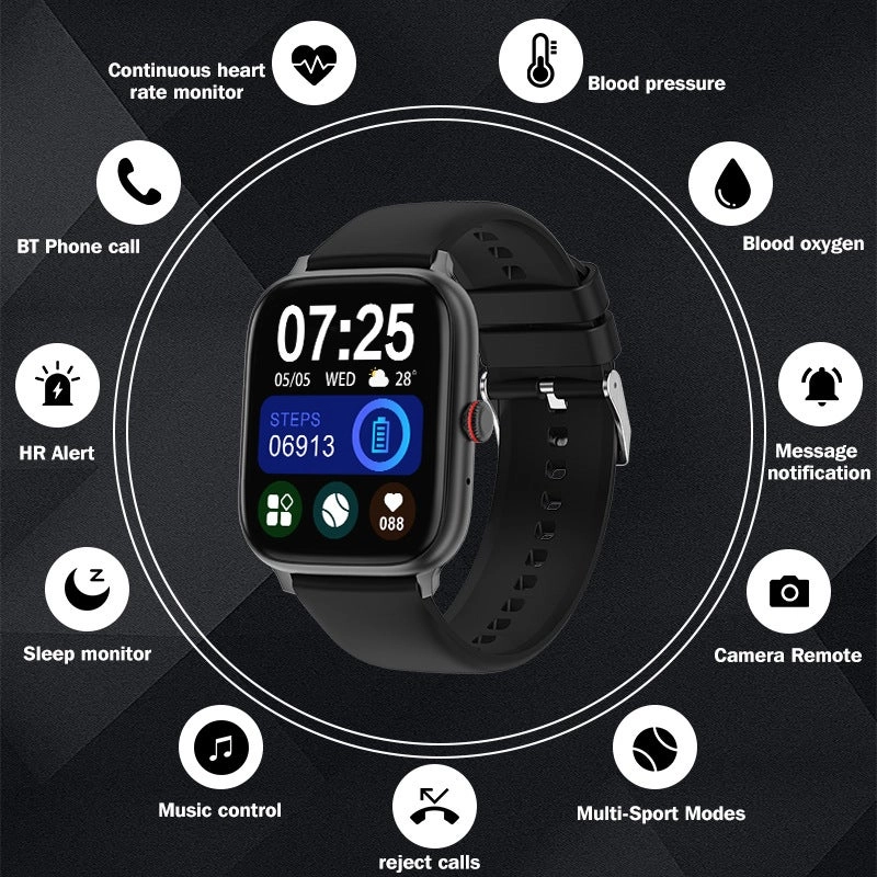 Bluetooth Smart Watch - Fitness Tracker 1.8” Touch Display 5ATM Waterproof