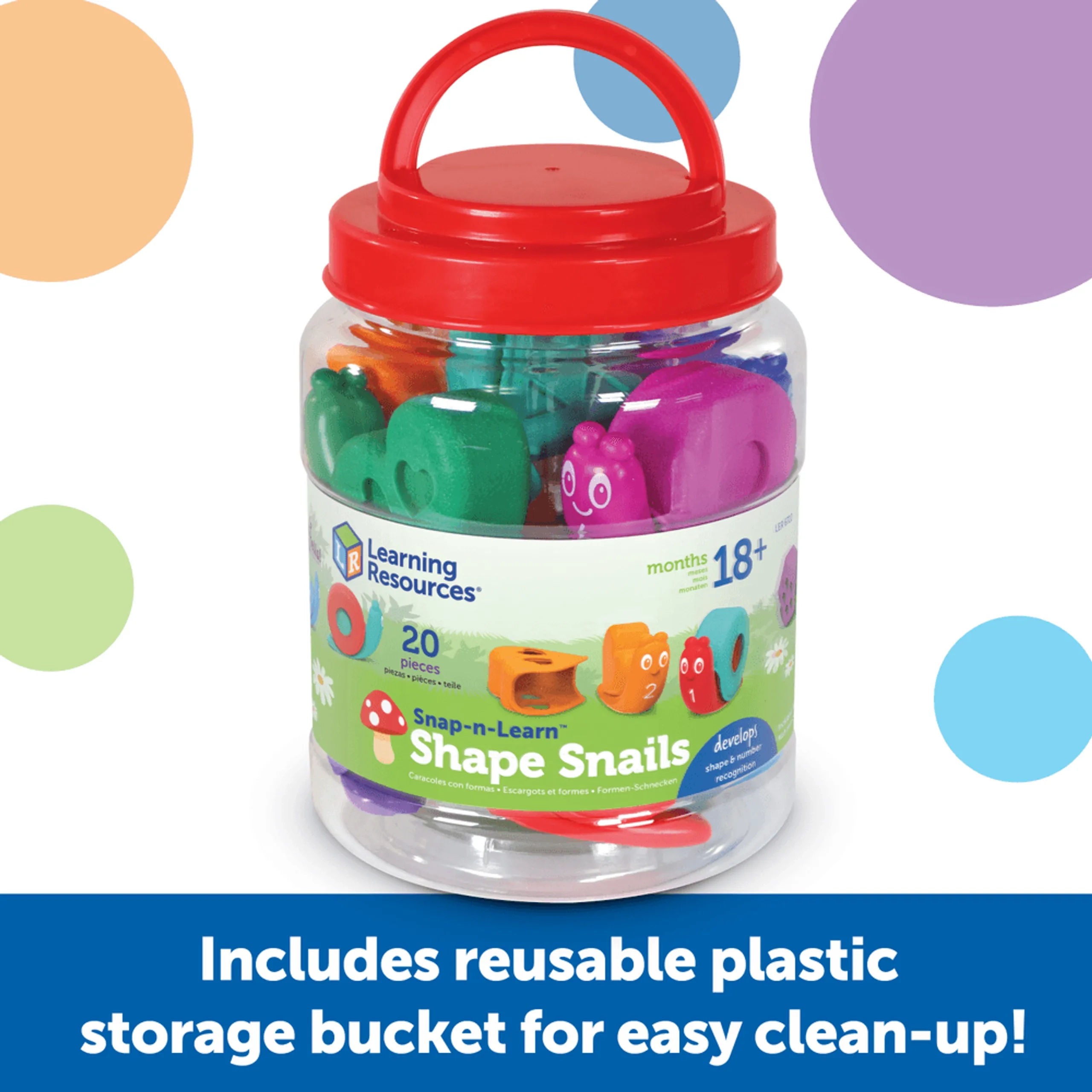 Snap-N-learn Shape Snails - 18m+ 20 pieces