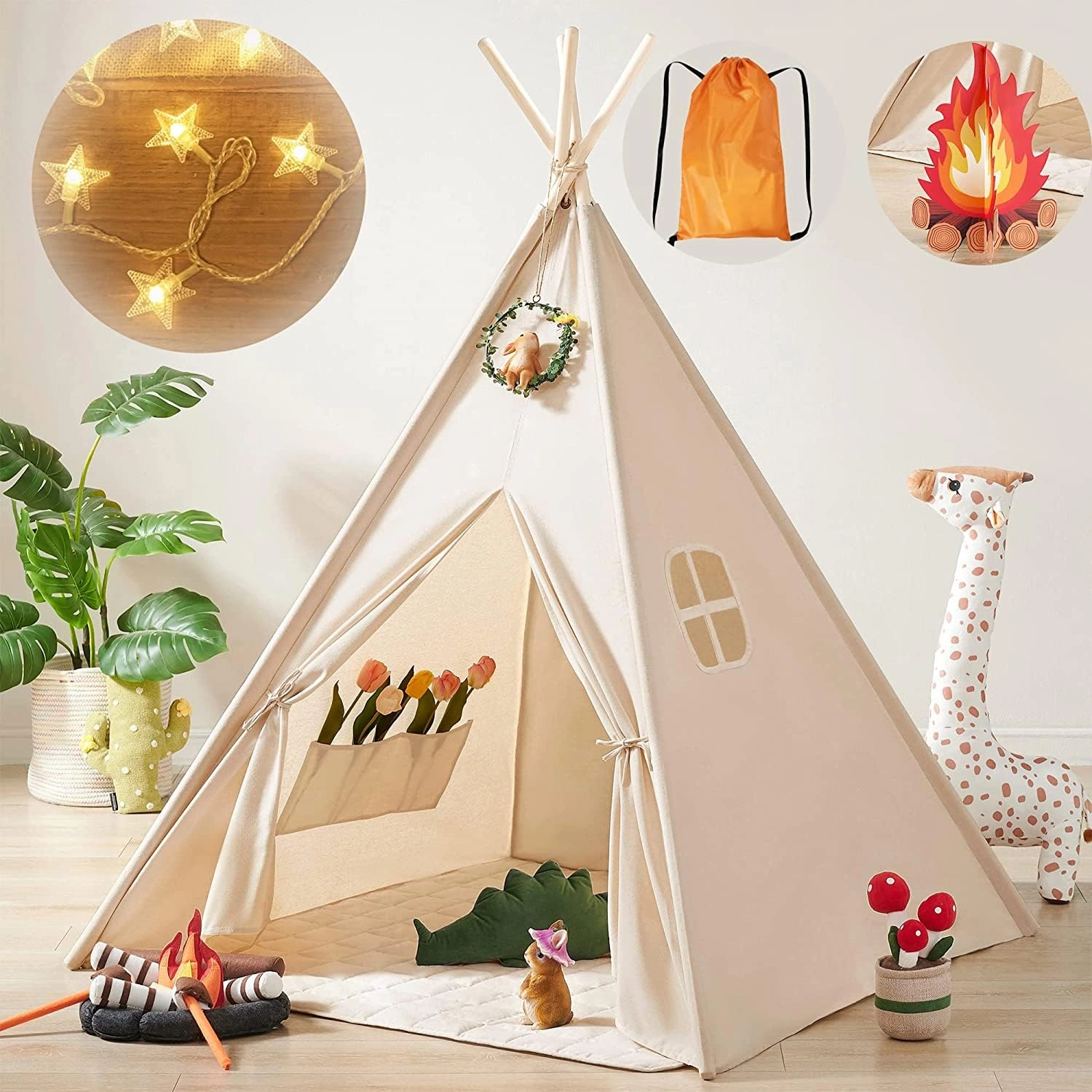 TINY LAND INC Teepee Tent - 48 x 48 x 66 inches 100% Cotton
