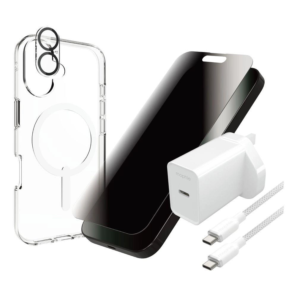 ZAGG Crystal Palace Litesnap + Glass Elite Anti Glare Camera + Cable & Power - Durable Nylon Braided Cable for iPhone 16 Pro Max