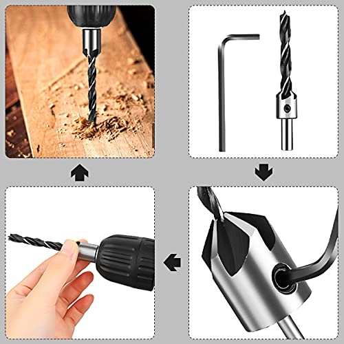 Countersink Drill Bits - High Carbon Steel 4 Pcs 3mm 4mm 5mm 6mm