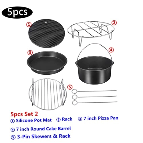 Metal Bracket + Skewers Rack + Cake Tin + Silicone Mat + Pizza Pan - Carbon steel stainless steel silica gel 5PCS