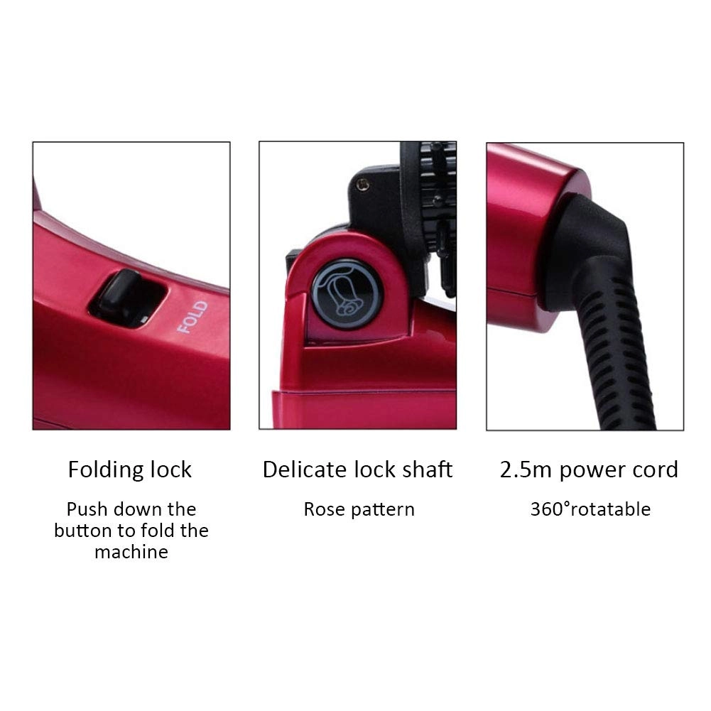 Folding Curler Comb - Red Ceramic