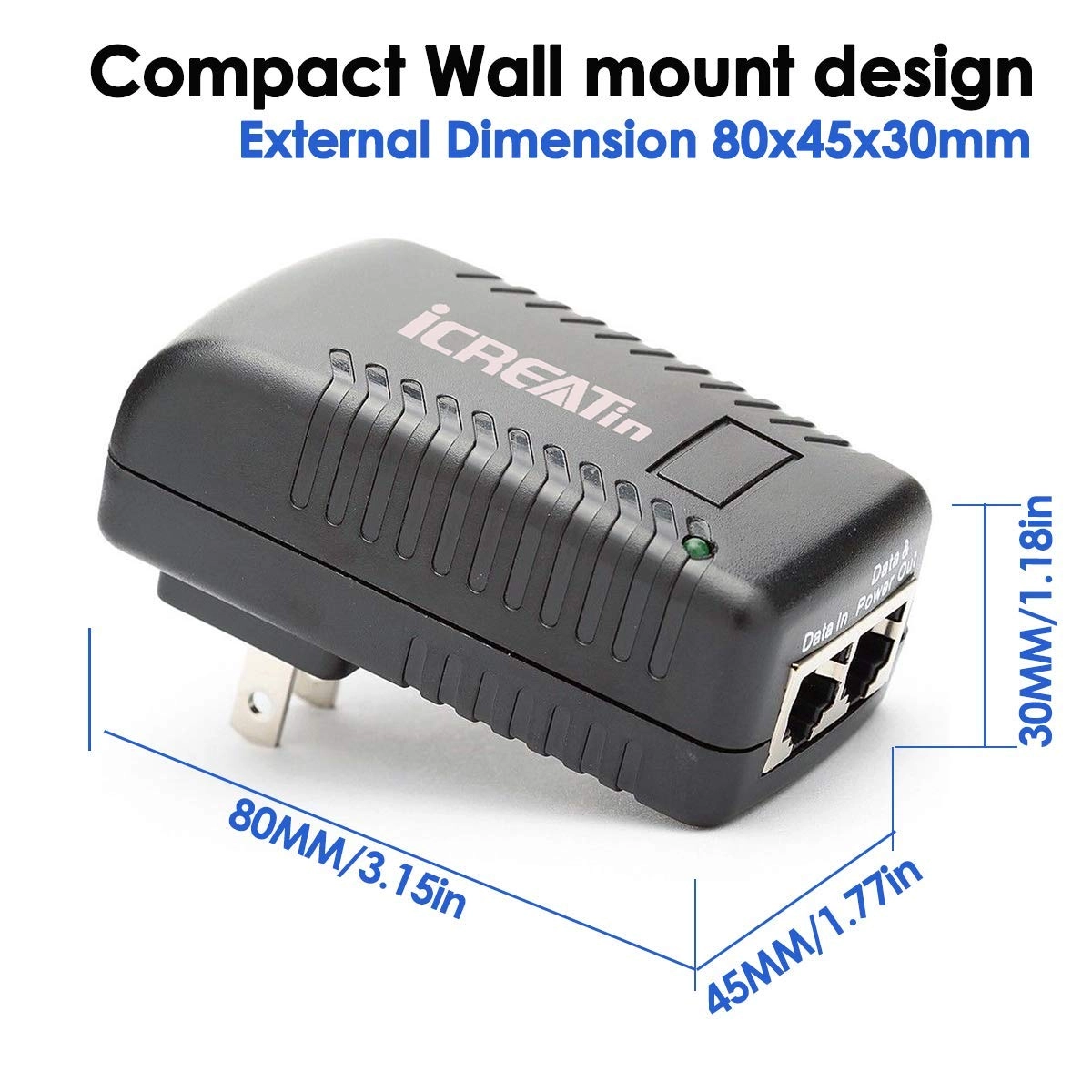 Gigabit POE Injector - 24V 18W 2 ports