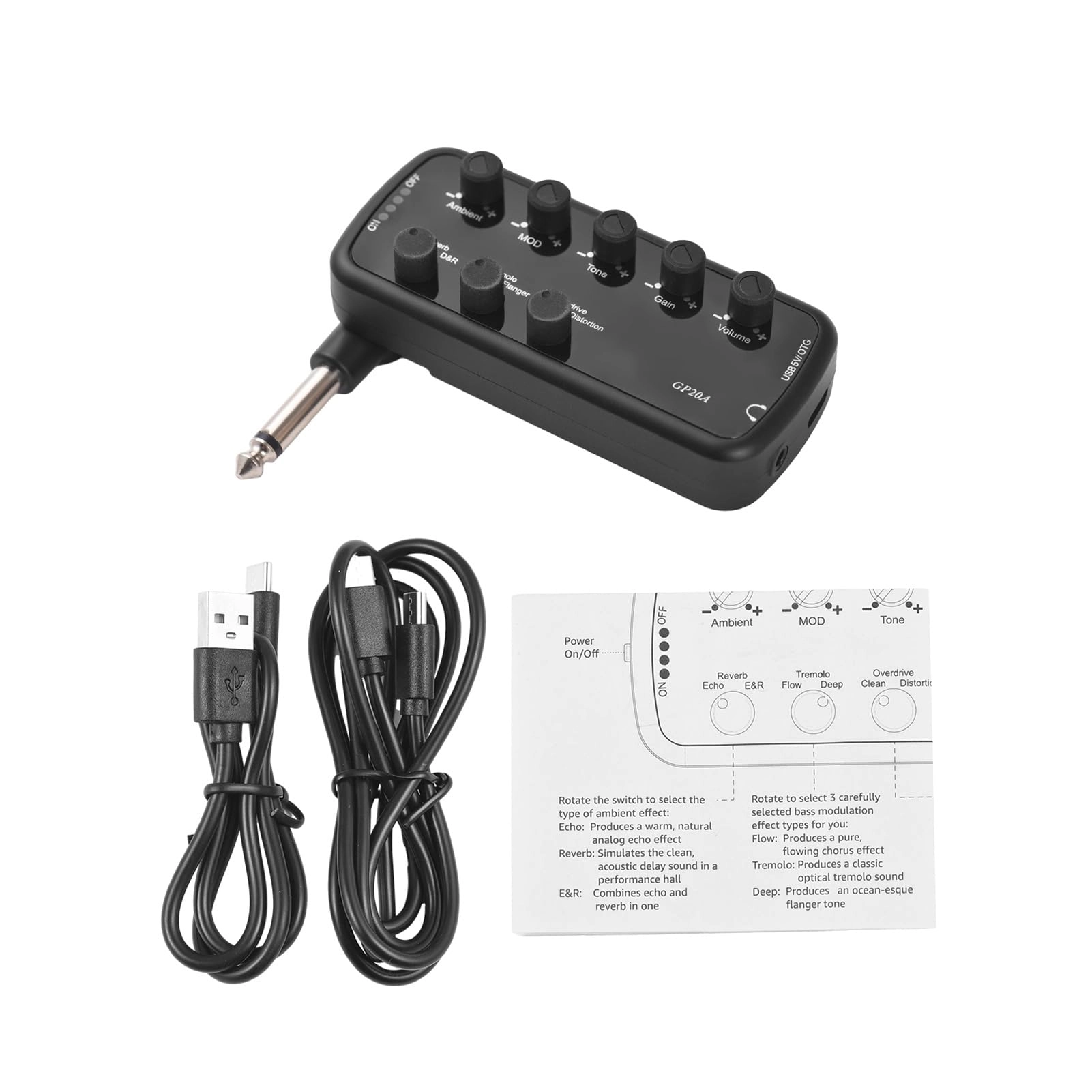Fafeicy Bass Headphone Amplifier - Analog Tone OTG Internal Recording 600mAh
