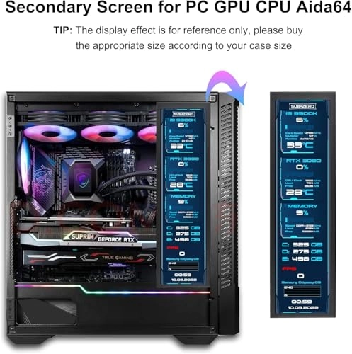 Computer Secondary Screen CPU Temperature Monitor - 1920x480 8.8 Inches